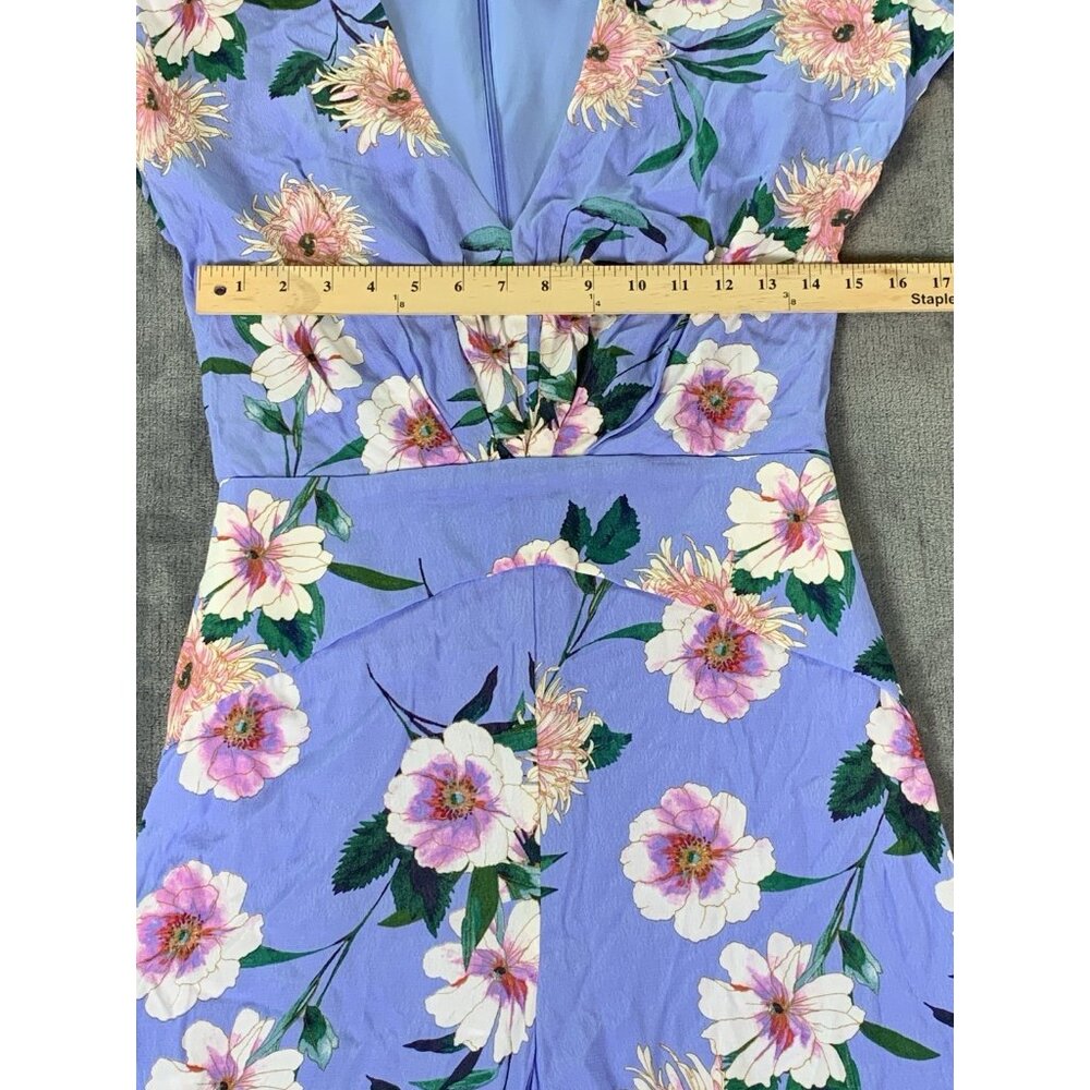 Taylor Jumpsuit Romper Blue Floral Sleeveless Size 2 Tropical Casual - Picture 5 of 8